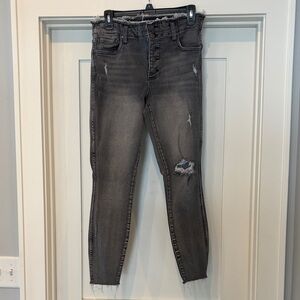 Kut from the Kloth Gray Distressed Cropped Jeans